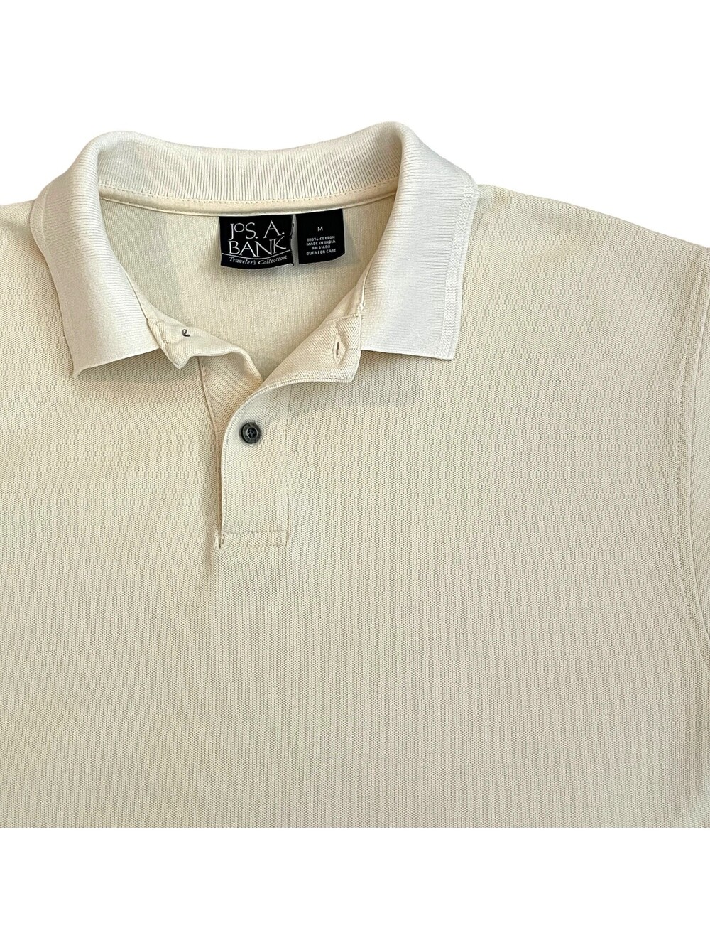 Jos A Bank Men's MED Traveler Polo Shirt Pale Yellow Cotton - Picture 2 of 7